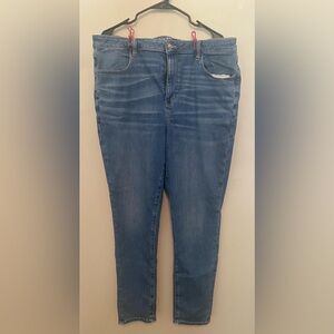 American Eagle Blue Jeggings with Natural Fading